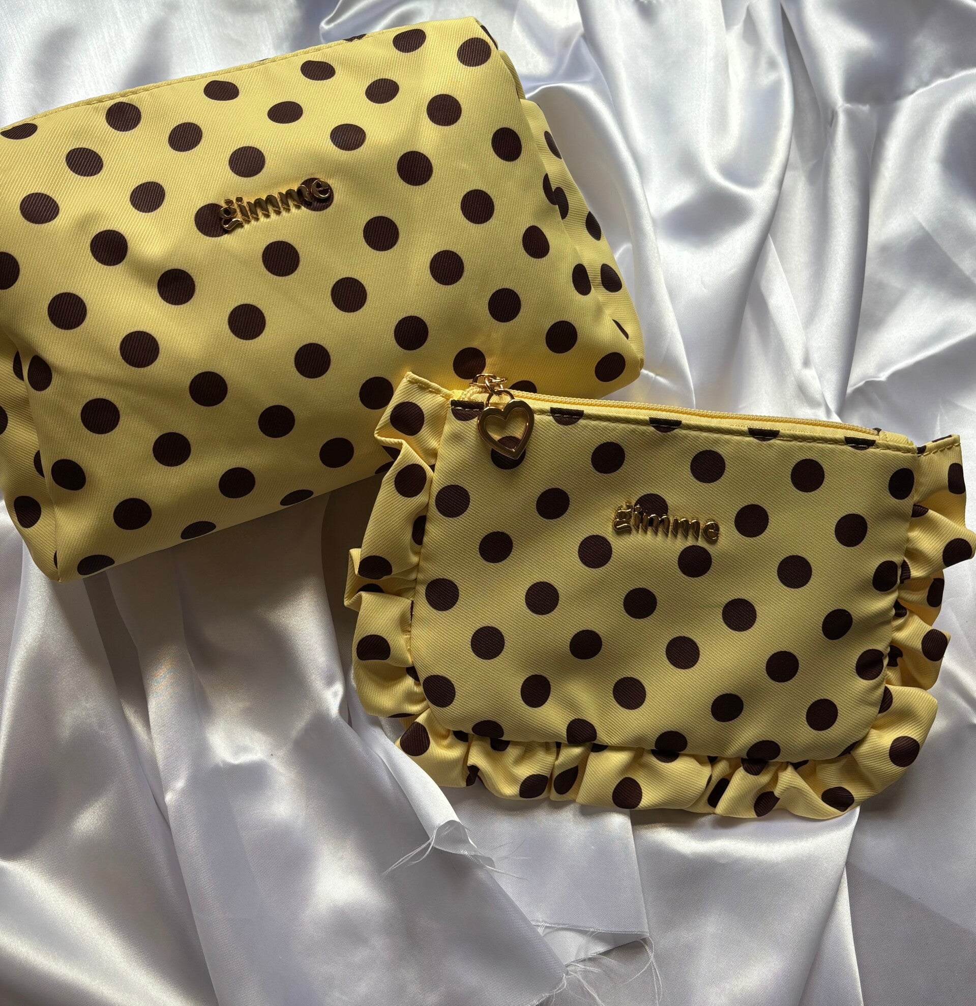 Make-up bag set geel