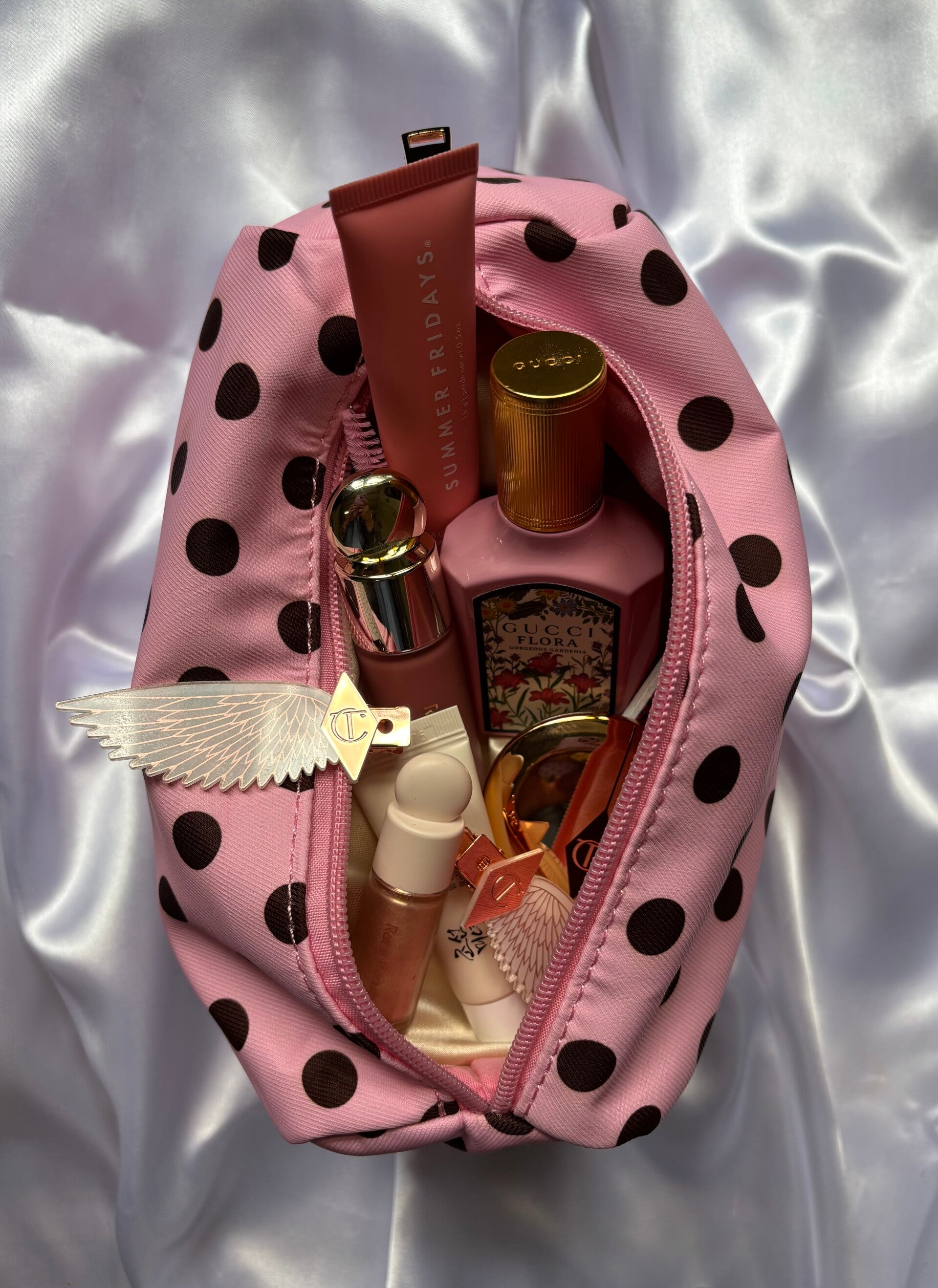 Make-up bag Polkadot roze