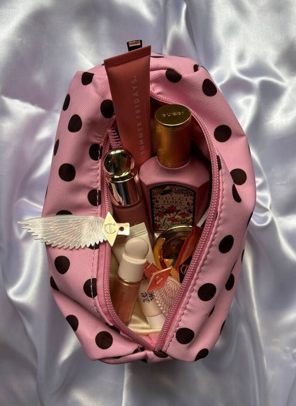 Make-up bag Polkadot roze