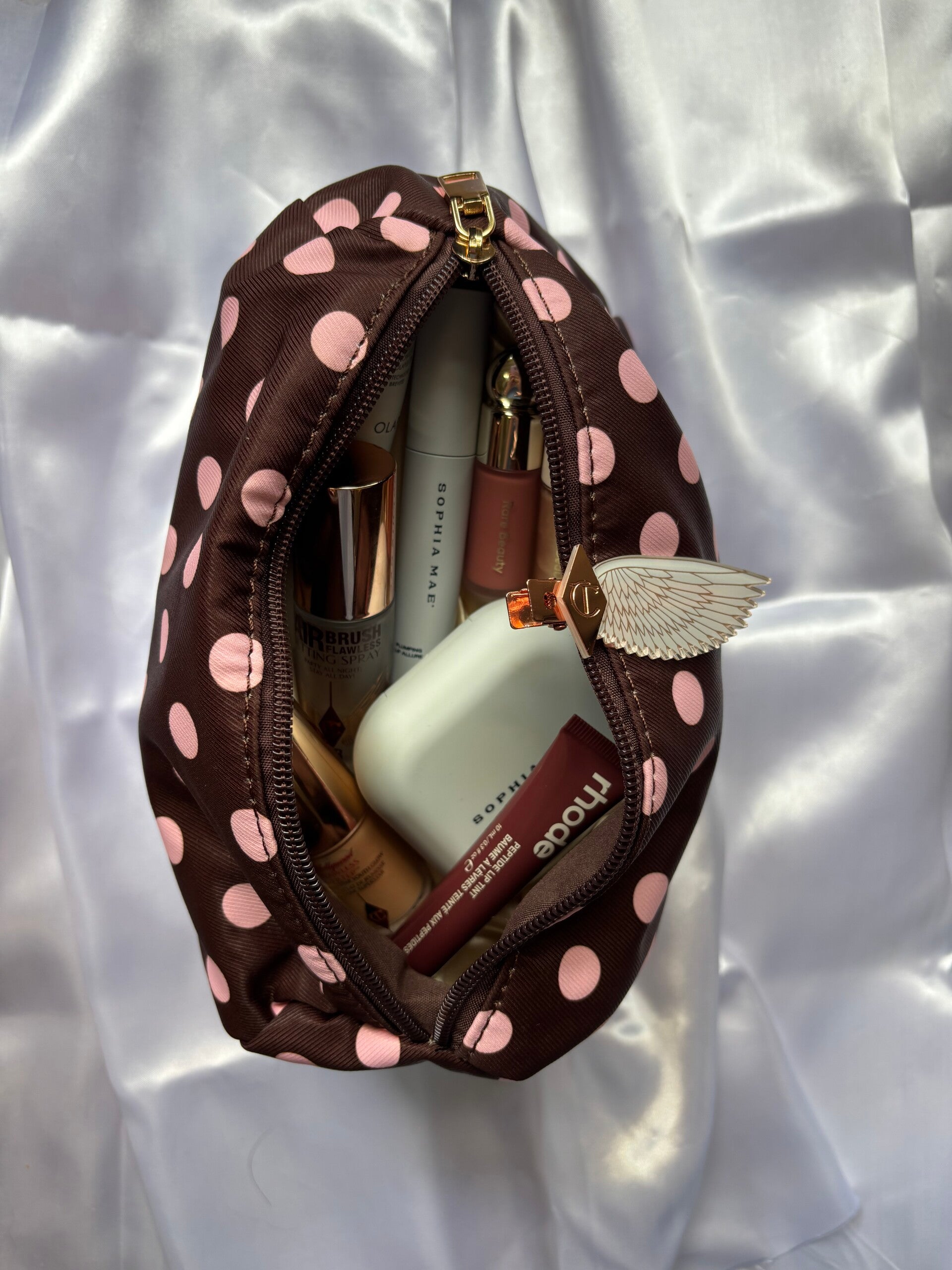 Make-up bag Polkadot bruin