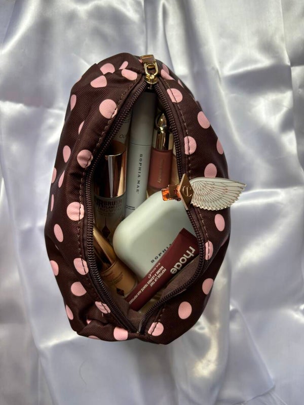 Make-up bag Polkadot bruin
