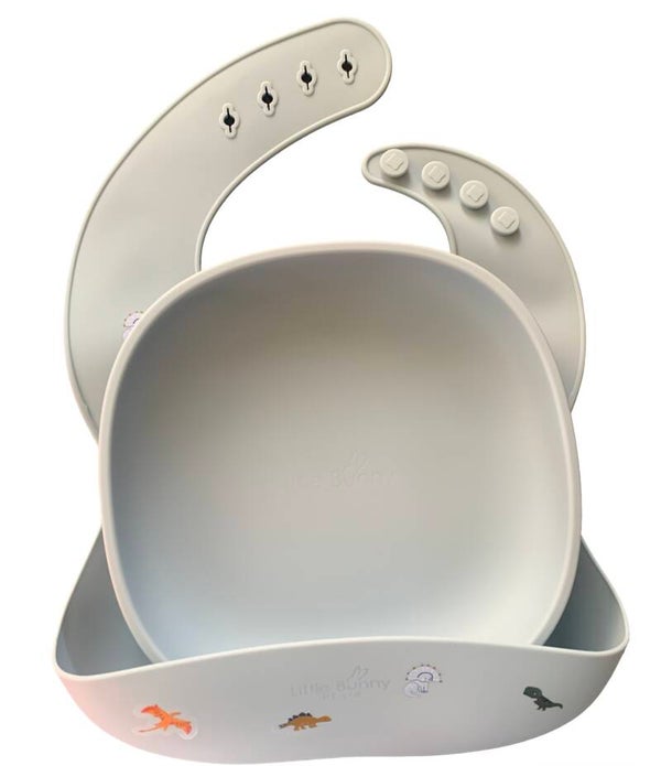 Silicone plate and bib set