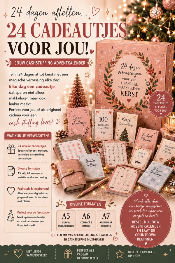 Adventkalender 🎄 Cash Stuffing Adventkalender 2026 – 24 dagen vol verrassingen! 🎁