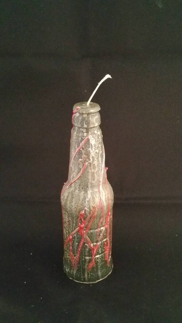 005 bierflesje groen met marmerwas