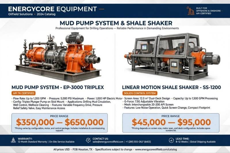 Mud Pump EP-3000Orange Pump$350K - $650K (₦542M  - ₦1B)   && Shale Shaker SS-1200Shaker Box$45K - $95K (₦69M - ₦147M)