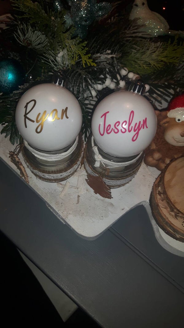 Witte kerstbal met naam / opdruk