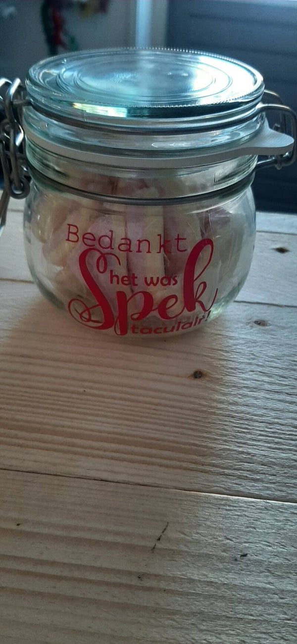 Weckpot met tekst 0.5L spektaculaire schooljaar!