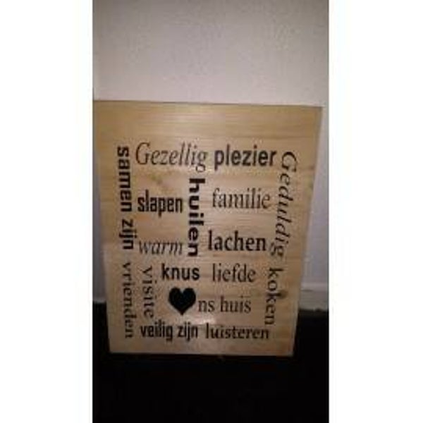 Steigerhout met tekst