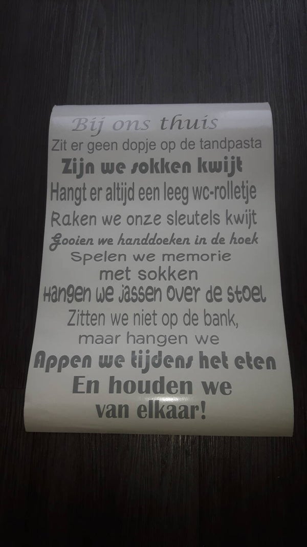 Muursticker in ons huis..