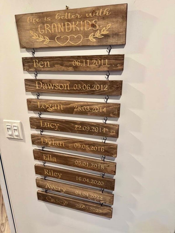 Laser Engraved Grandkids Sign