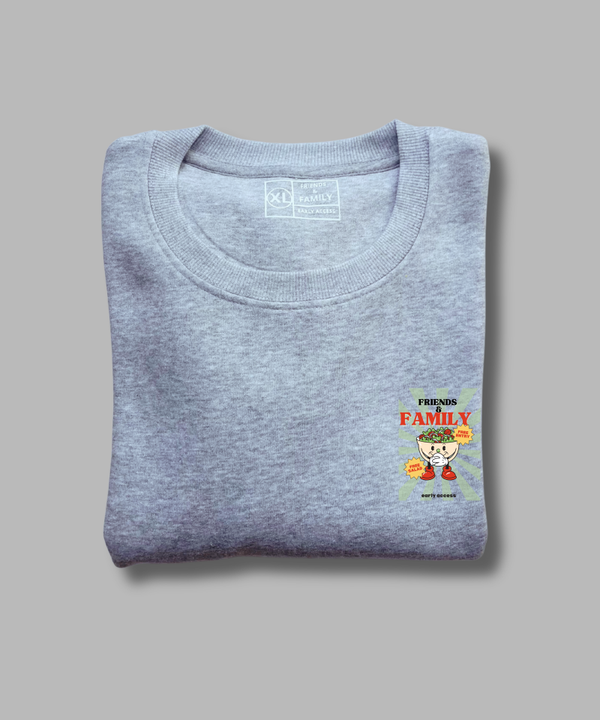 Sweatshirt unisexe gris chiné col rond modèle  "Végé"