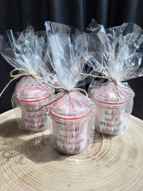 Glazen potje met leuke tekst