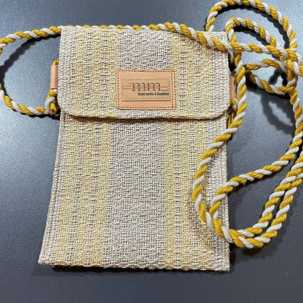 Pochette sac beige et jaune moutarde