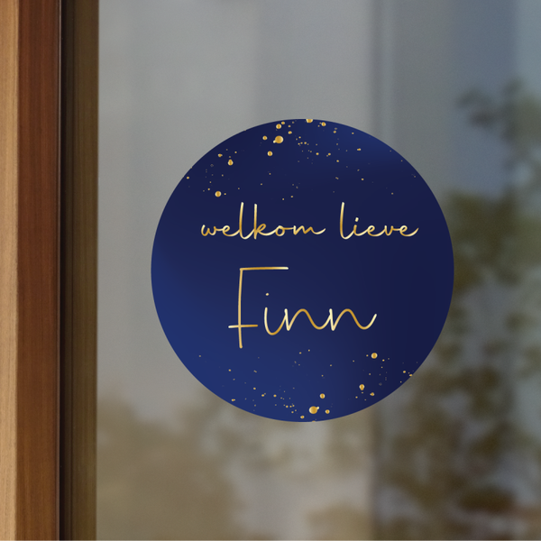 Geboortesticker goldie blauw