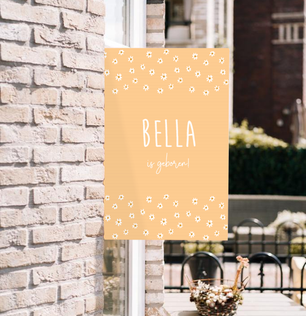 Geboortebord daisy flower peach