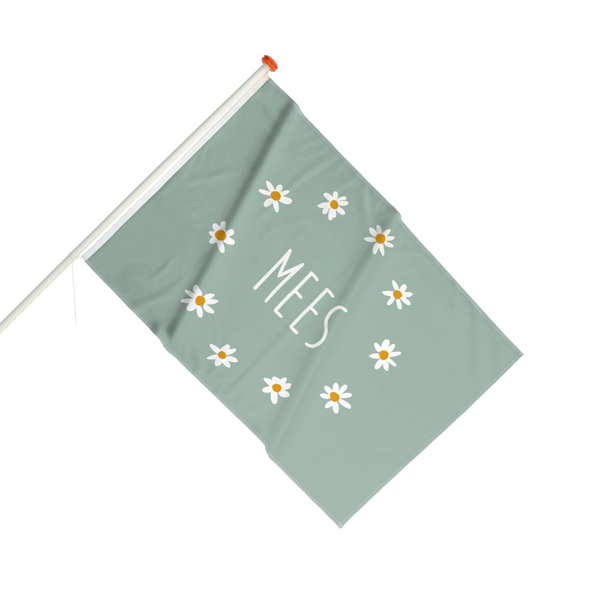 Geboortevlag daisy flowers groen