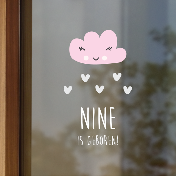 Geboortesticker wolk roze