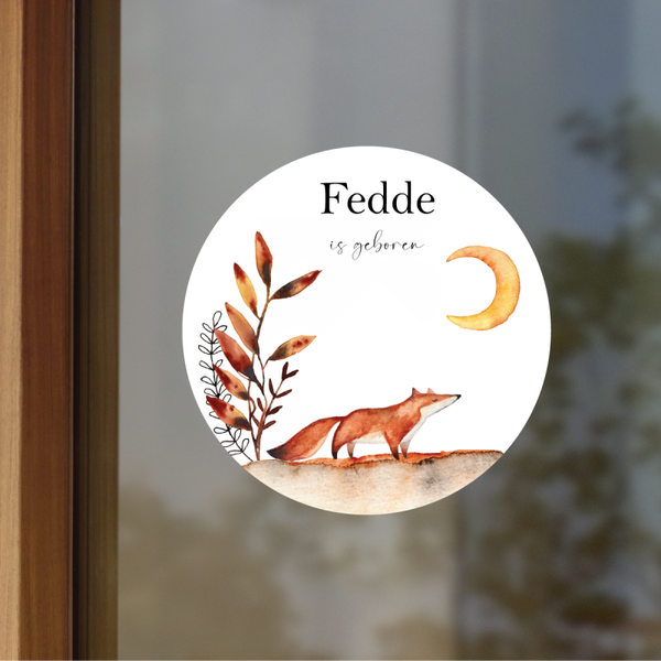 Geboortesticker bosdieren vos