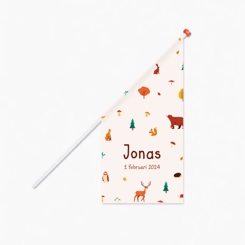 Geboortevlag met bosdieren