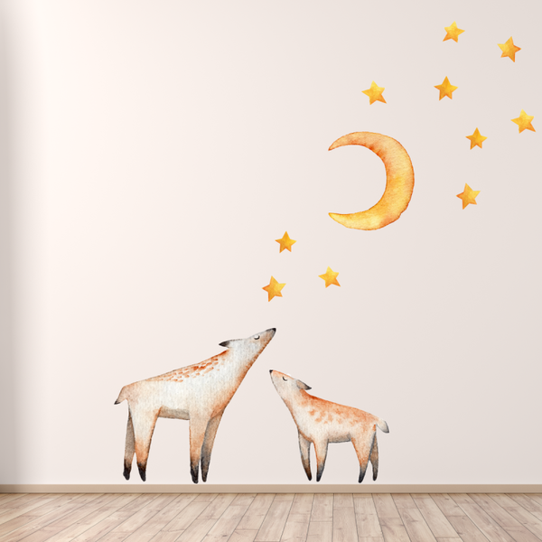 Muursticker set hertjes, maan & sterren
