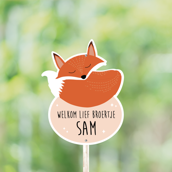 Geboortebord tuin sleepy fox
