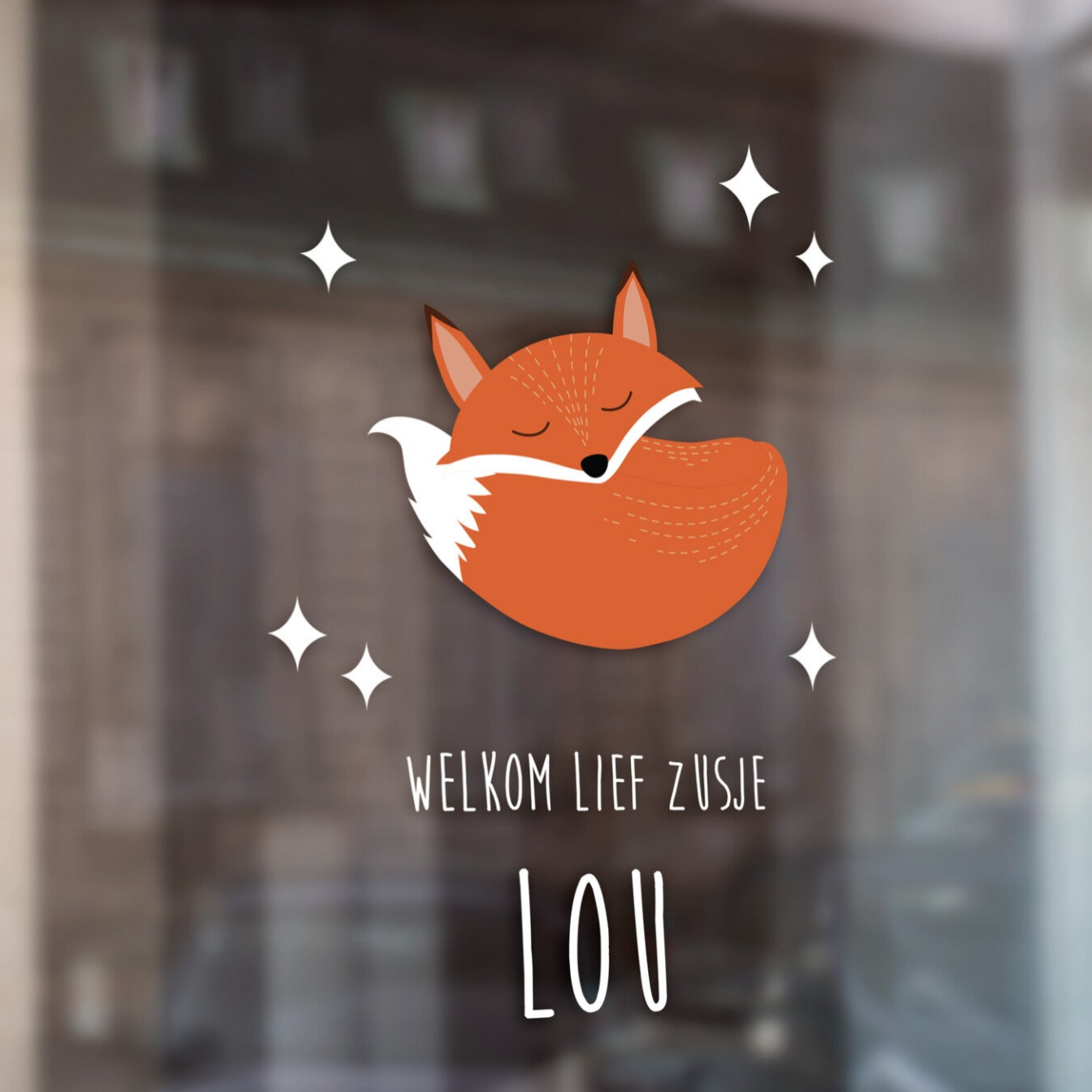 Geboortesticker sleepy fox