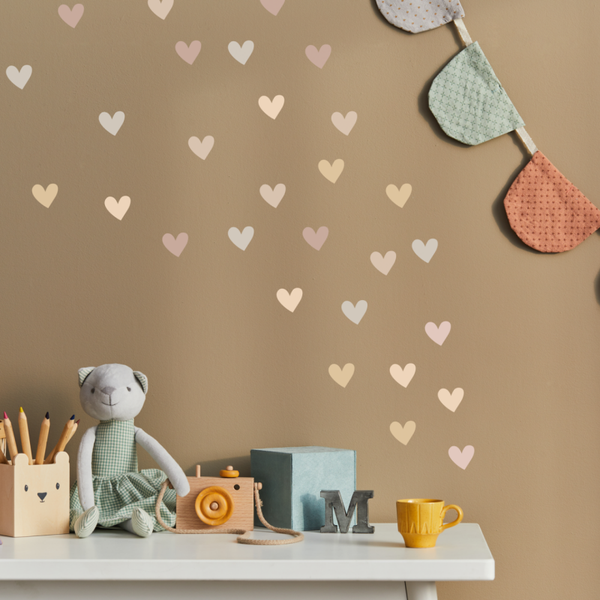 Muursticker set hartjes poedertinten