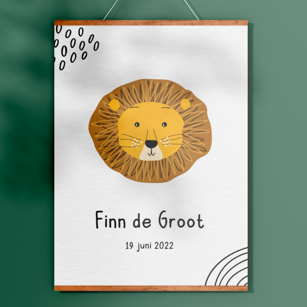 Geboorteposter leeuw illustratie