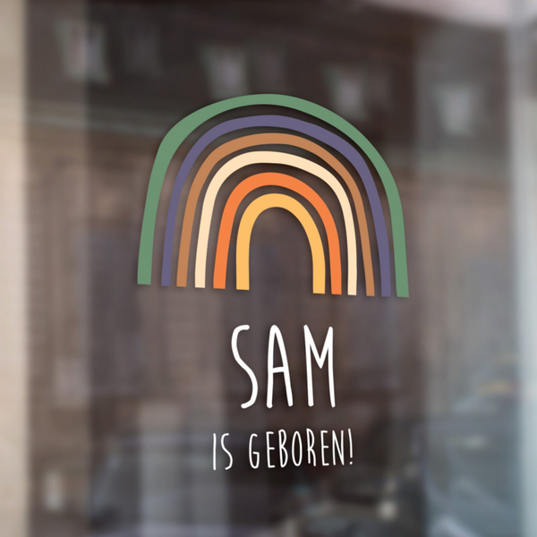 Geboortesticker regenboog color