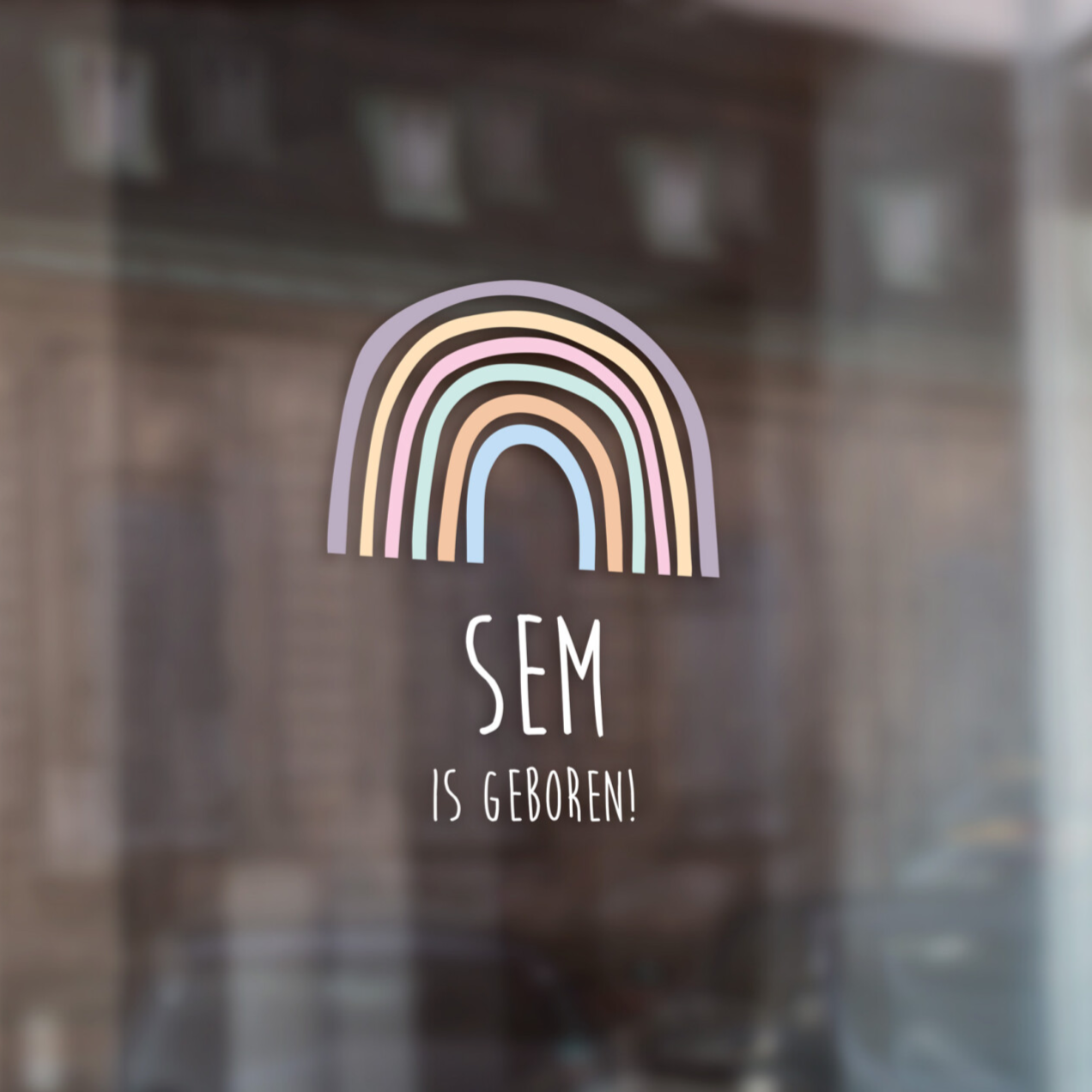 Geboortesticker regenboog pastel