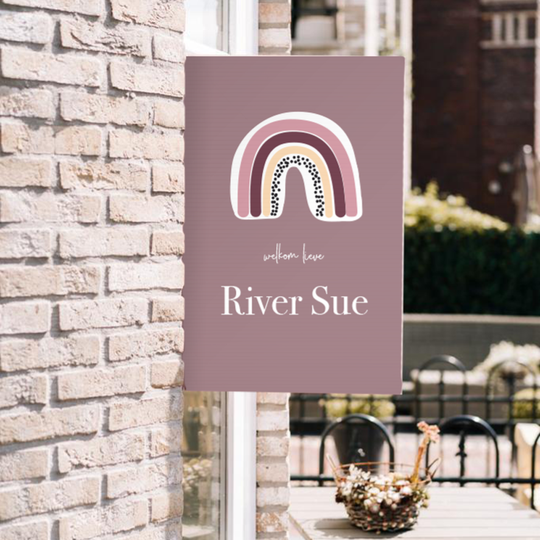 Geboortebord regenboog paars