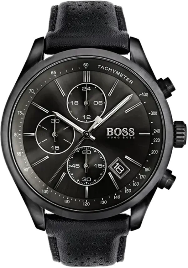 Montre Hugo Boss Grand Prix Chronomètre 1513474 cuir noir surpiqué