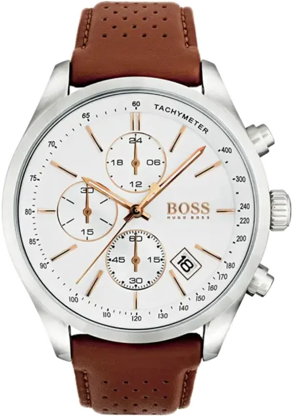 Montre Hugo Boss Grand Prix 1513475 Bracelet en cuir perforé marron