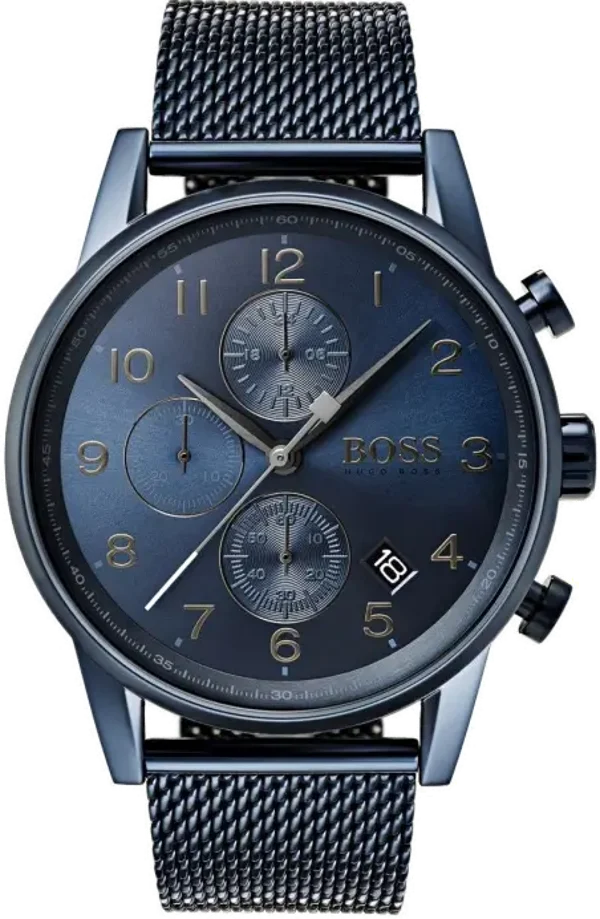 Montre Homme Hugo Boss Navigator 1513538 bleue nuit bracelet en maille milanaise