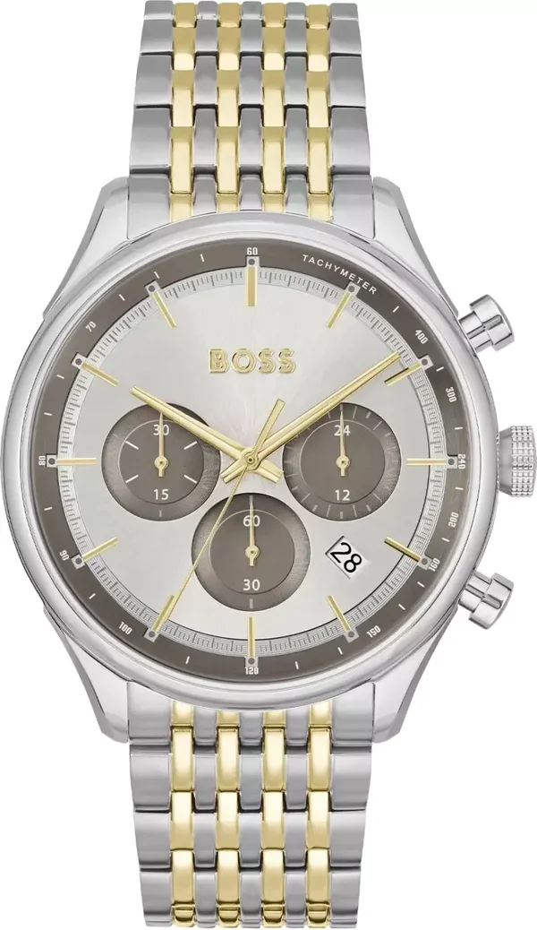 Montre Homme Hugo Boss Gregor 1514053 bracelet acier bicolore cadran argenté multifonctions