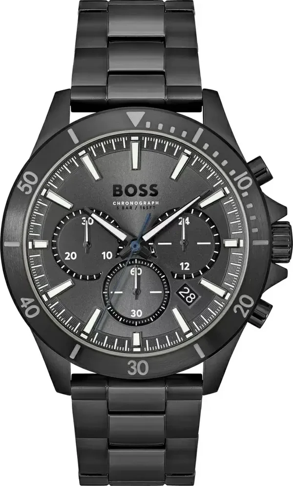 Montre Homme Hugo Boss Troper 1514058 bracelet acier noir cadran multifonctions