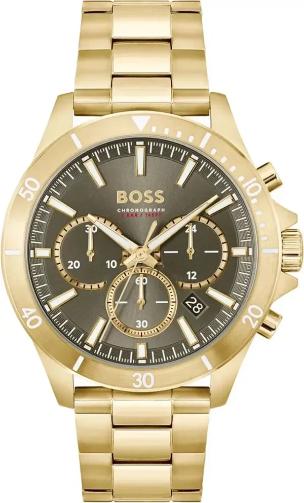 Montre homme Hugo Boss Troper 1514059, bracelet en acier doré, cadran multifonction