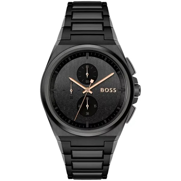 Montre Homme Hugo Boss Sport Lux Steer Chrono en Acier et PVD Noir 1514068