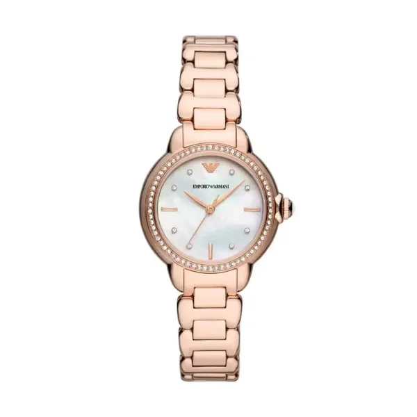 Montre Emporio Armani Femme AR11523 Acier Rose Ronde Quartz Fond Blanc