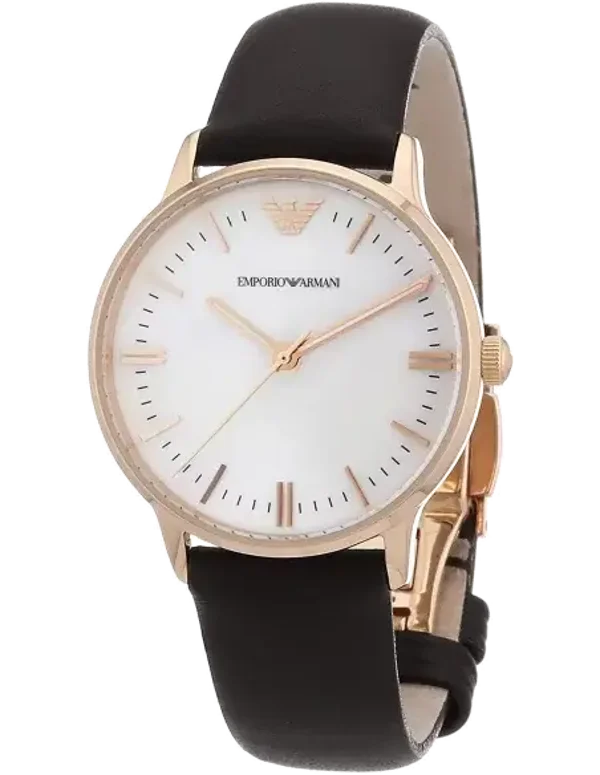 Montre Emporio Armani Femme Classic AR1601 Cadran nacre bracelet cuir marron