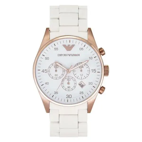 Montre Emporio Armani Homme Sportive AR5919 Bracelet silicone blanc