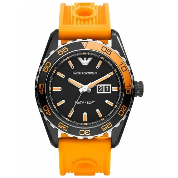 Montre Homme Emporio Armani Sportive AR6046 Bracelet orange en silicone