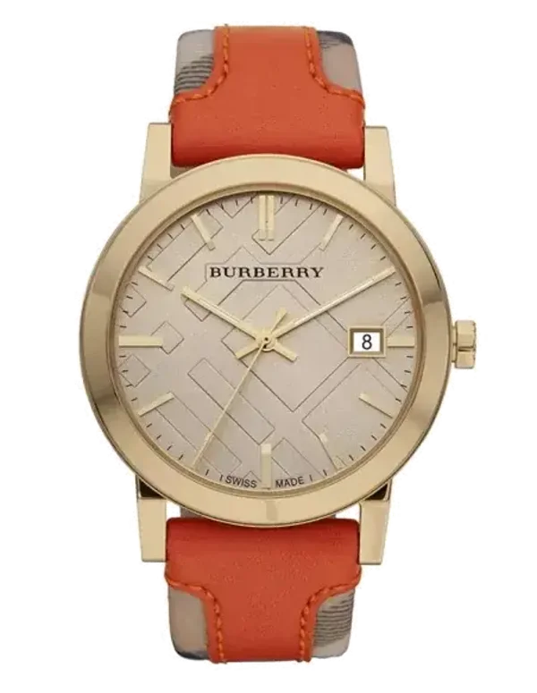 Montre Homme Burberry Large check BU9016 avec bracelet en cuir orange