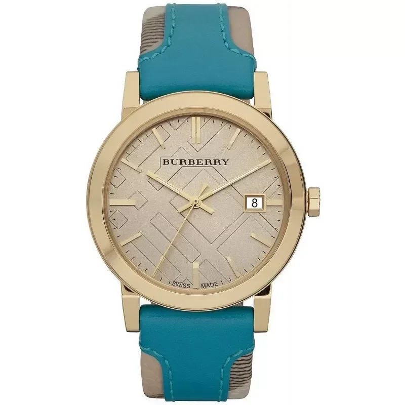 Montre Femme Burberry BU9018 bracelet en cuir turquoise