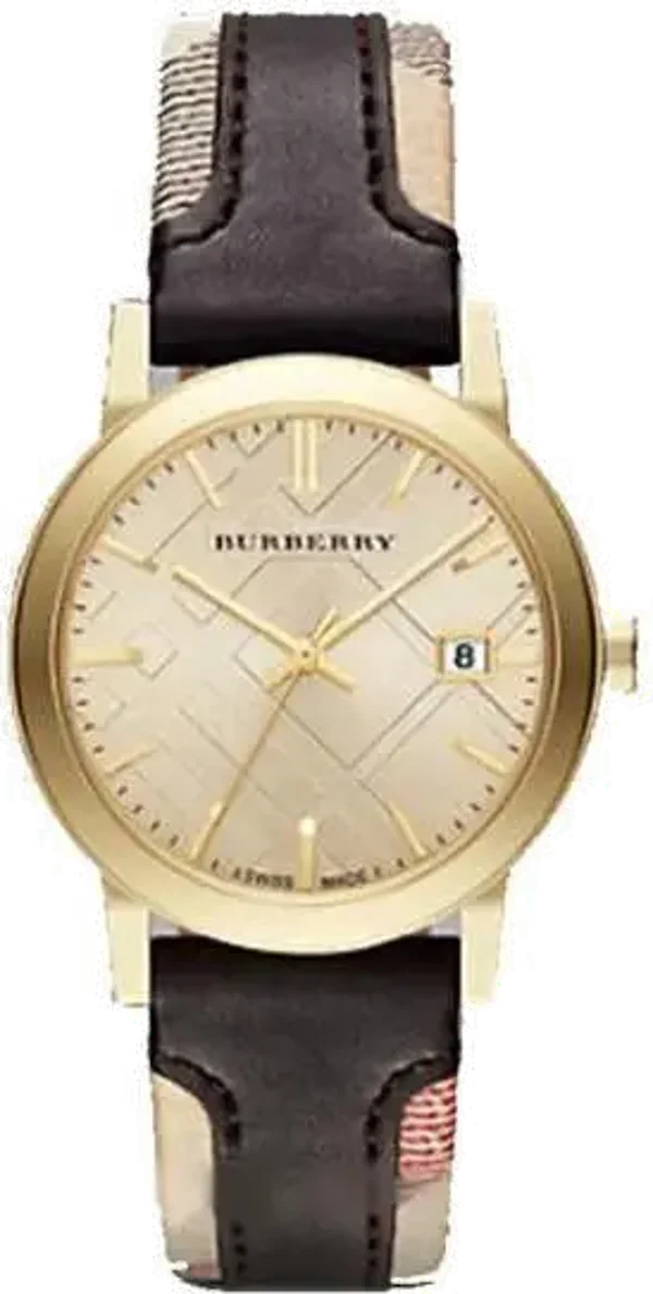 Montre Burberry Homme The City BU9032 cadran rond métal doré bracelet en cuir