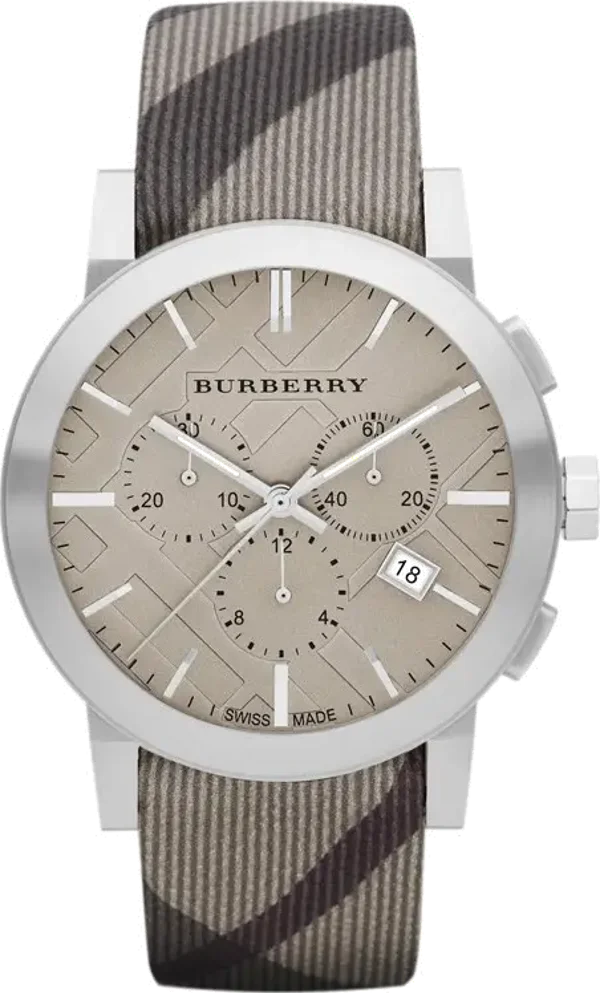 Montre Chronomètre Burberry BU9358 Smoke Check motif à carreaux bracelet en cuir