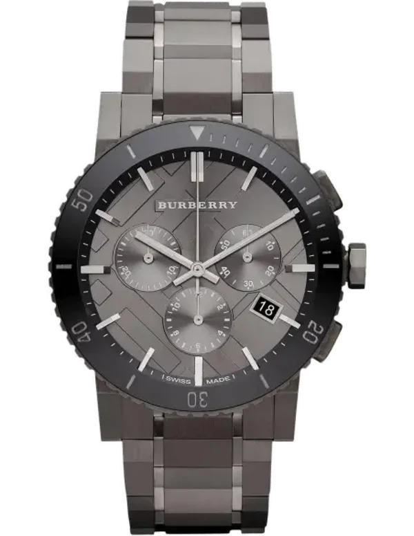 Montre Homme Burberry BU9381 chronographe sport swiss made en acier gris