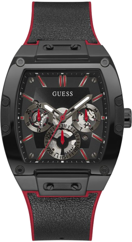 Montre Guess Homme Phoenix GW0202G7 bracelet silicone noir et rouge