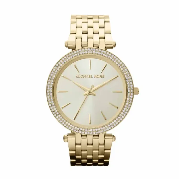 Montre Michael Kors Darci Acier Dore Ronde Quartz 39mm Fond Champagne Bracelet Acier Dore Mk3191