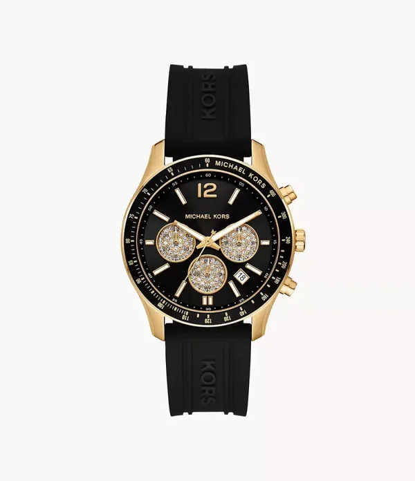 Montre Femme Michael Kors MKO1038 chronographe et d'un bracelet en silicone noir.